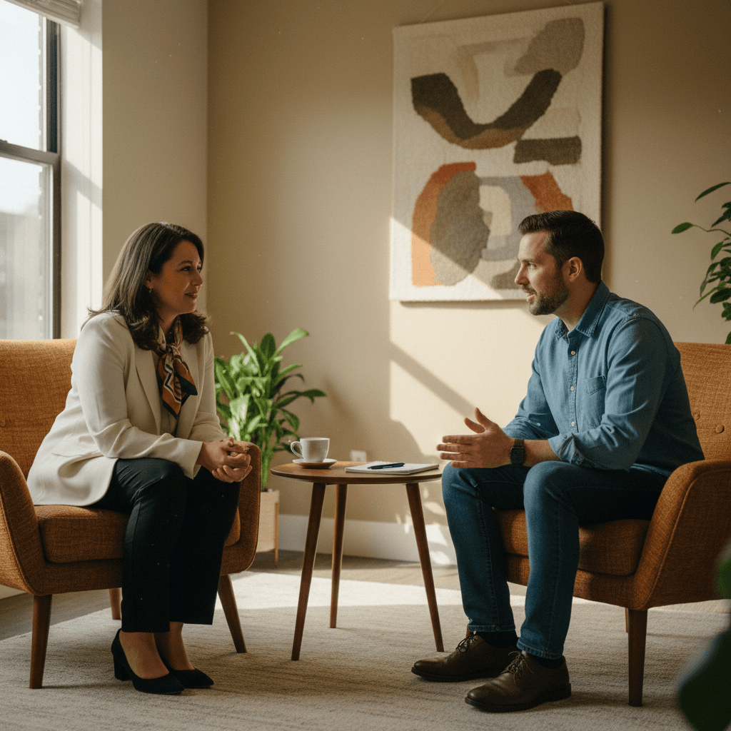Counseling session with engaged conversation